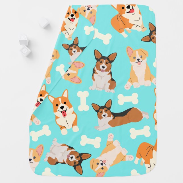 Pembroke Welsh Corgi Pattern   Baby Blanket (In Situ)