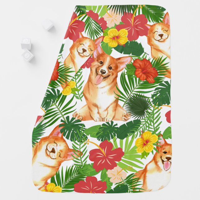 Pembroke Welsh Corgi Pattern  Baby Blanket (In Situ)