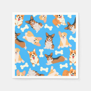Pembroke Welsh Corgi Pattern Blue  Napkins