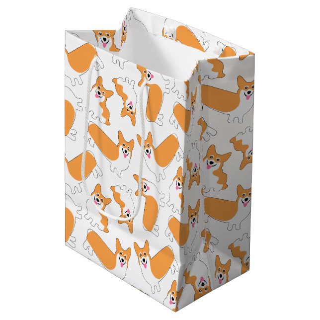Pembroke Welsh Corgi Pattern Medium Gift Bag (Front Angled)