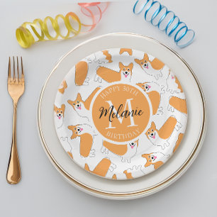 Pembroke Welsh Corgi Pattern Paper Plates