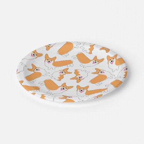 Pembroke Welsh Corgi Pattern Paper Plates