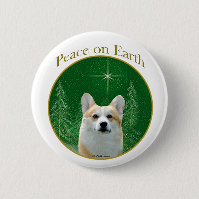 Pembroke Welsh Corgi Peace Button (Front)