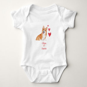 Pembroke Welsh Corgi Personalized Baby Loves Dog Bodysuit