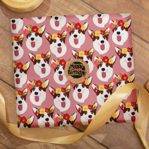 Pembroke Welsh Corgi Pink Cartoon Wrapping Paper