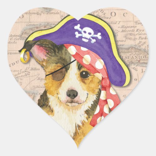 Pembroke Welsh Corgi Pirate Heart Sticker