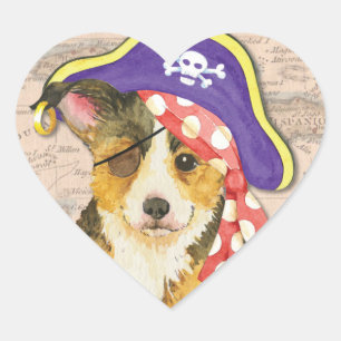 Pembroke Welsh Corgi Pirate Heart Sticker