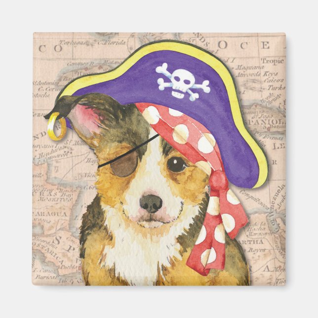 Pembroke Welsh Corgi Pirate Magnet (Front)