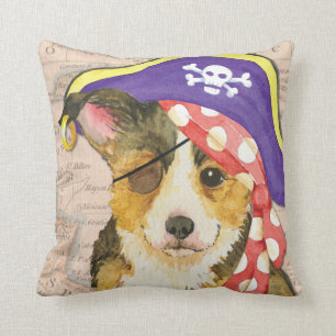 Pembroke Welsh Corgi Pirate Throw Pillow