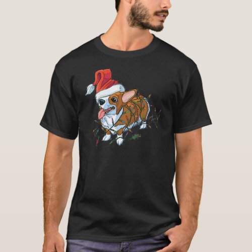 Pembroke Welsh Corgi Puppy Christmas Xmas Lights T_Shirt