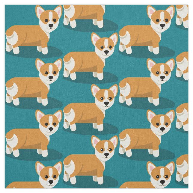 Pembroke Welsh Corgi Puppy Dog Fabric (Swatch)
