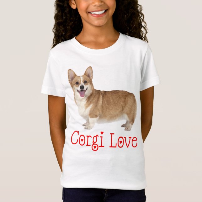 Pembroke Welsh Corgi Puppy Dog Red Love Girls T-Shirt (Front)