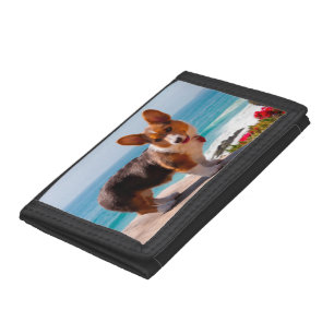 Pembroke Welsh Corgi puppy standing on table Tri-fold Wallet