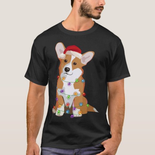 Pembroke Welsh Corgi PWC Christmas Lights Xmas Dog T_Shirt