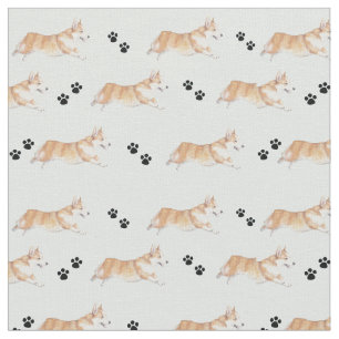 Pembroke Welsh Corgi Running Dog Art Fabric