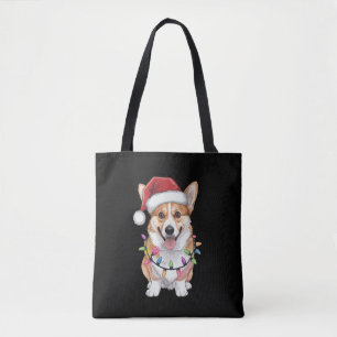 Pembroke Welsh Corgi Santa Christmas Tree Lights  Tote Bag