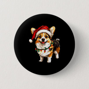 Pembroke Welsh Corgi Santa Christmas Tree Lights X Button