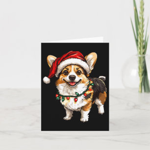 Pembroke Welsh Corgi Santa Christmas Tree Lights X Card