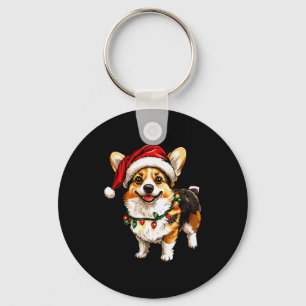 Pembroke Welsh Corgi Santa Christmas Tree Lights X Keychain