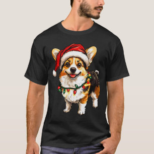 Pembroke Welsh Corgi Santa Christmas Tree Lights X T-Shirt