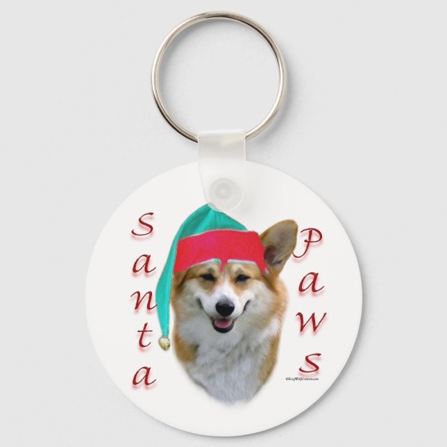 Pembroke Welsh Corgi Santa Paws Keychain (Front)