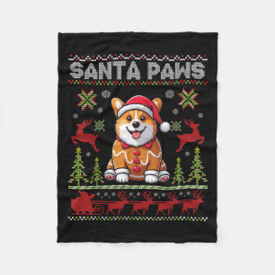 Pembroke Welsh Corgi Santa Paws Merry Christmas Ug Fleece Blanket