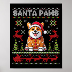 Pembroke Welsh Corgi Santa Paws Merry Christmas Ug Poster