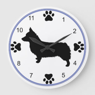 Pembroke Welsh Corgi Silhouette Large Clock