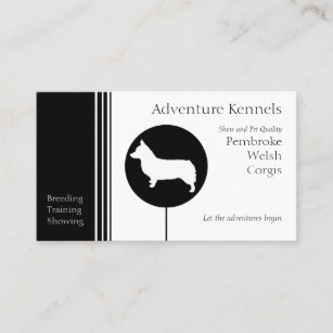 Pembroke Welsh Corgi Silhouette Modern Black White Business Card