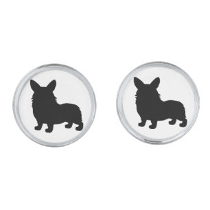 Pembroke Welsh Corgi Silhouette Silver Cufflinks