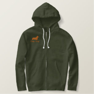 Pembroke Welsh Corgi Silhouette with Optional Text Embroidered Hoodie