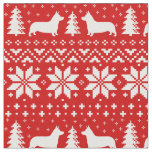 Pembroke Welsh Corgi Silhouettes Christmas Holiday Fabric