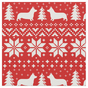Pembroke Welsh Corgi Silhouettes Christmas Holiday Fabric