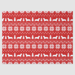 Pembroke Welsh Corgi Silhouettes Christmas Pattern Tissue Paper