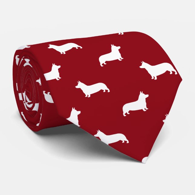 Pembroke Welsh Corgi Silhouettes Pattern Tie (Rolled)