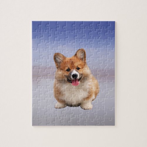 Pembroke Welsh Corgi Sitting On Beach Jigsaw Puzzle