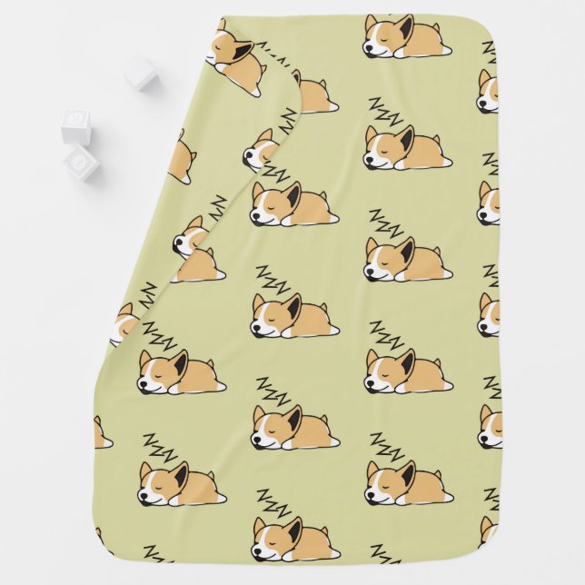 Pembroke Welsh Corgi Sleeping Dog Lover ZZZ Baby Blanket (In Situ)