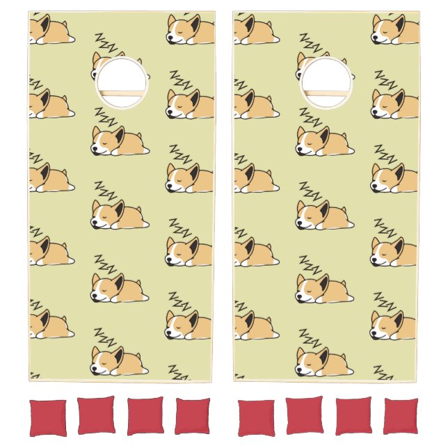 Pembroke Welsh Corgi Sleeping Dog Lover ZZZ Cornhole Set (Set)