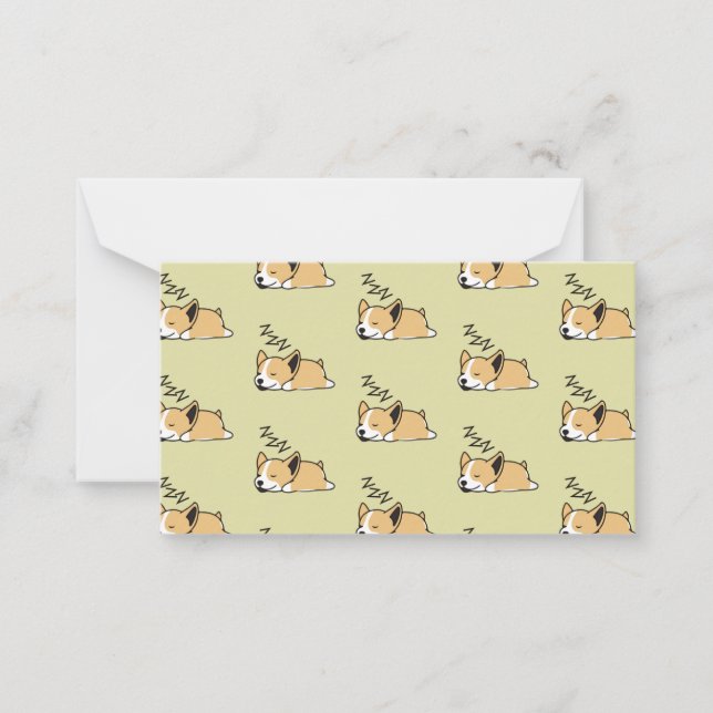 Pembroke Welsh Corgi Sleeping Dog Lover ZZZ Note Card (Front)