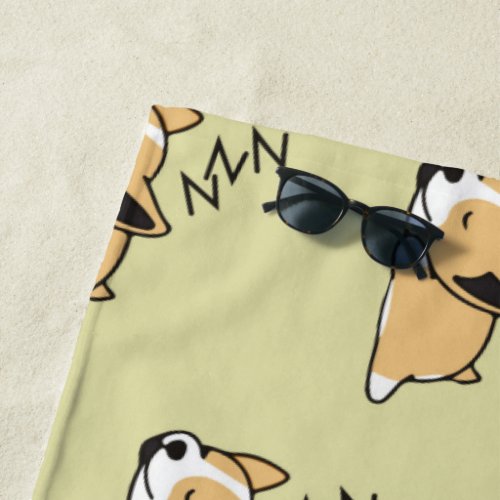 Pembroke Welsh Corgi Sleeping Dog Lover ZZZ Pet Beach Towel