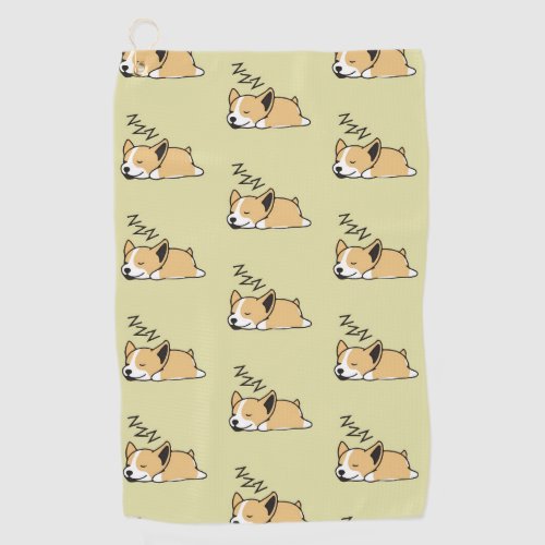 Pembroke Welsh Corgi Sleeping Dog Lover ZZZ Pet Golf Towel