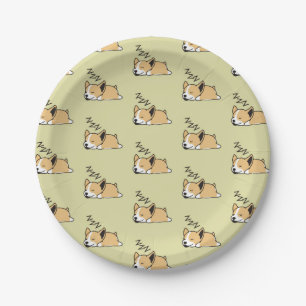 Pembroke Welsh Corgi Sleeping Dog Lover ZZZ Pet Paper Plates