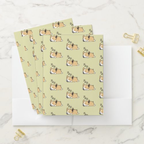 Pembroke Welsh Corgi Sleeping Dog Lover ZZZ Pet Pocket Folder