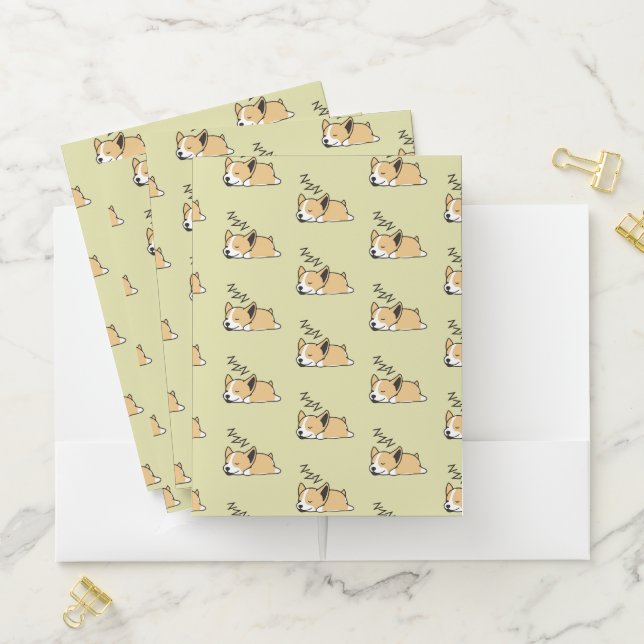 Pembroke Welsh Corgi Sleeping Dog Lover ZZZ Pet Pocket Folder (In Situ)