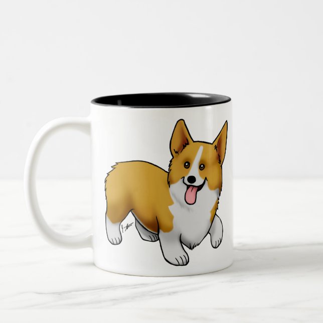 Pembroke Welsh Corgi Two-Tone Coffee Mug (Left)