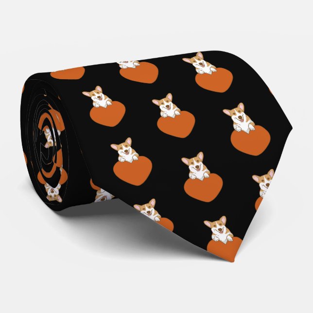 Pembroke Welsh Corgi  Valentine Neck Tie (Rolled)