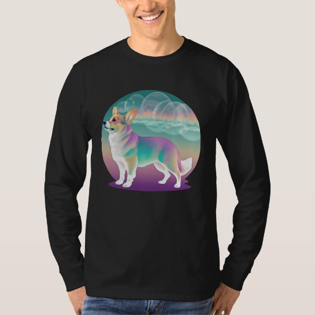 Pembroke Welsh Corgi Vaporwave Retrowave Aesthetic T-Shirt (Front)