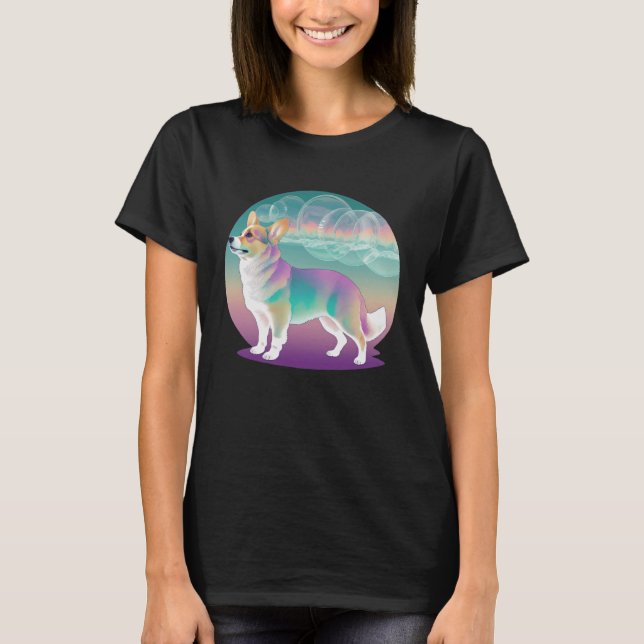 Pembroke Welsh Corgi Vaporwave Retrowave Aesthetic T-Shirt (Front)