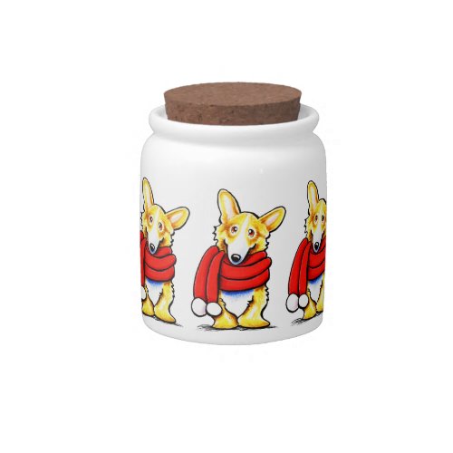 Pembroke Welsh Corgi Winter Scarf Candy Jar