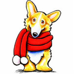 Pembroke Welsh Corgi Winter Scarf Statuette<br><div class="desc">Click "Read more" for how to change background colors.Fawn Corgi winter themed art that makes unique holiday greetings, gifts and decor. Art & design by Andie/Off-Leash Art™. Part of her Dogs & Cats in Scarves & Hats collection. To change the background color, click the orange "customize it!" button below the...</div>